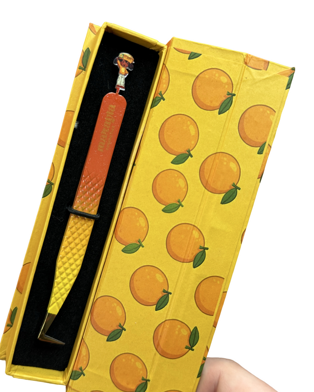 🍊 Orange Blossom FIBER TIP Tweezers + Luxury Box – Strawberry Shortcake Collection