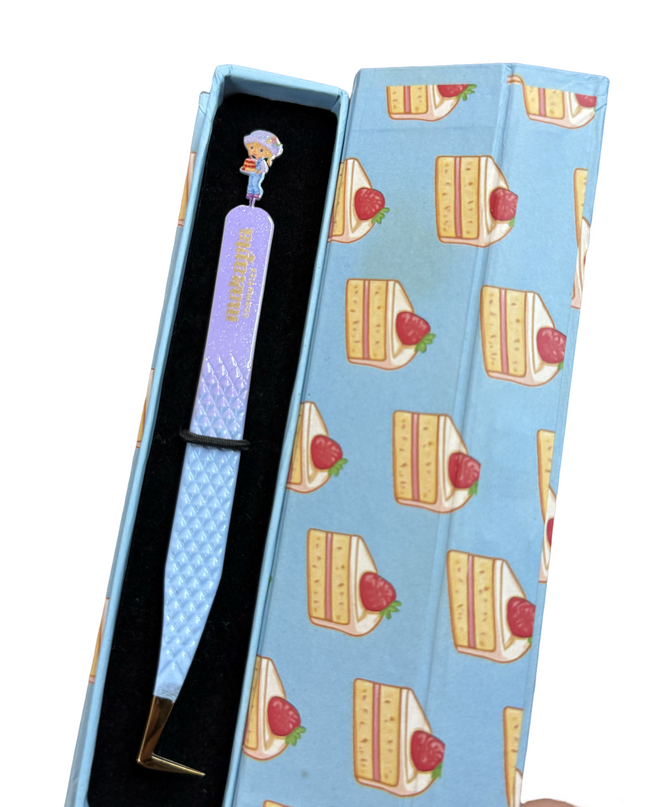 🎂 Angel Cake FIBER TIP Tweezers + Luxury Box – Strawberry Shortcake Collection