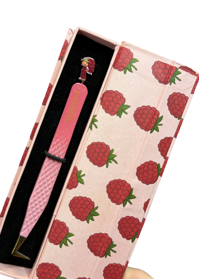 🍇 Raspberry Tart FIBER TIP Tweezers + Luxury Box – Strawberry Shortcake Collection