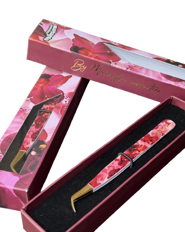 Wild Orchid FIBER TIP Tweezers + Luxury Box